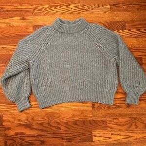 Universal Thread Baby Blue Chunky Knit Pullover with mock neck & balloon sleeves